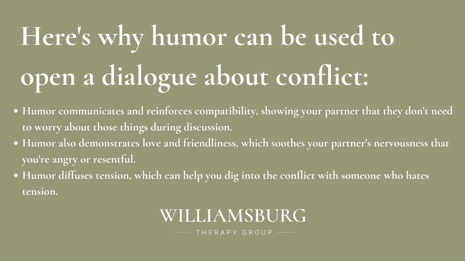 humor can be used to diffuse and then address conflict